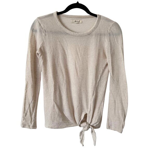 Madewell Tops - Madewell Oatmeal Tie-Front Long Sleeve Tee Shirt - XXS